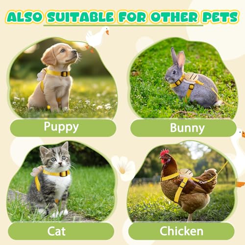 Image of Duck Harness Leash Set Duck Harness and Leash for Real Ducks Adjustable Walking Rope Pet Cute Pattern Outdoor Traction Rope for Chicken Rabbit Small Animals(Xs,Bee)