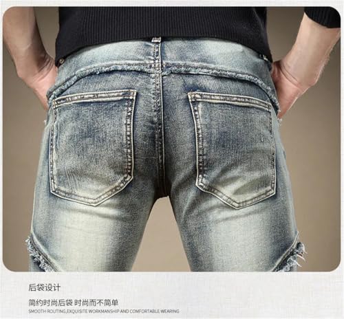 Men's Winter Classic Vintage Ripped Patchwork Jeans Casual Comfort Stretch Small Legs3