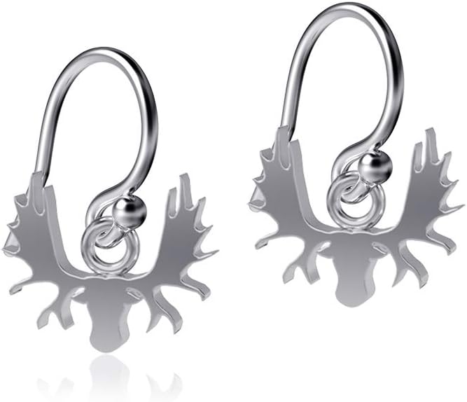 Moose Dangle Earrings - Platinum over 925 Solid Sterling Silver, Animal French Earwires, Hypoallergenic Jewelry Gifts Mini Wildlife and Deer Charms by Dayna Designs