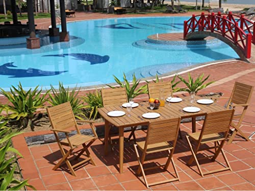 Vente-unique Salle à Manger de Jardin Pliante en Acacia: Une Table Extensible L180/240cm + 2 fauteuils + 4 chaises - Rallonge Papillon - NEMBY