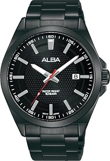 البا ساعة اكتيف انالوج ستانلس ستيل للرجال AS9P11X، اسود/اسود