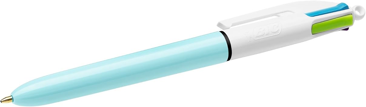 BIC 4 Colours Pens Multicolour Fun - 4 Colours Pastel Barrel Retractable Ballpoint Pens - Pack of 3