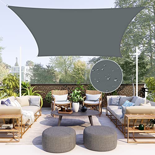 Neween Waterproof Sun Shade Sail Rectangle UV Block Canopy for Outdoor Patio and Garden, Yard Activities (6.5'x13', Gray)