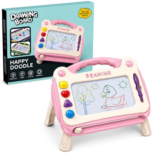 SHAHNARO Magnetic Drawing Pad for Toddlers (Pink) – Kids Magnetic Doodle Board with Pen, Pink Educational Sketch Pad Travel Toy for Ages 3+, Birthday Gift Boys Girls