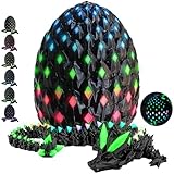 CWENDANER Dragón sorpresa en 3D con dragón en el interior, juguete de dragón impreso en 3D, para adultos en Navidad y cumpleaños (22 cm) (arco iris brillante)
