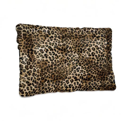 Image of Blueangle Vintage Leopard Print Dog Bed Cat Bed, Rectangle Comfortable Pet Bed, Ultra Soft Calming Dog Bed for Small Medium Large Dogs, 36 inch x 24 inch