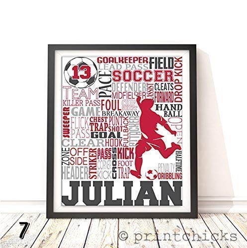 Soccer Typography Personalized Print - Printchicks Wall Art Decor Poster Team Gift #TOP6