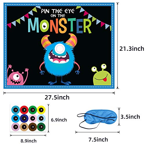 Halloween Games Kids - Pin The Eye on The Monster Halloween Party Decorations Gmaes Activities Crafts Supplies for Monster Birthday Family Children Boys Girls Classroom — view 3