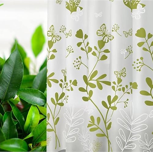 Aimisin Shower Curtain Liners, 47.24'' W X 70.86'' H, Peva Frosted Waterproof Bathroom Curtain Liners With Metal Grommets And 8 Plastic Hooks, White Flowers Design #TOP2