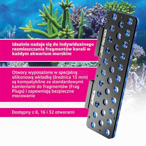 ARKA myREEF®-FRAG Rack | 8 otworów | Uchwyt na korale do każdego akwarium morskiego | Do szkła o grubości do 12 mm | Średnica otworu ok. 15 mm | Bezpieczniki silikonowe
