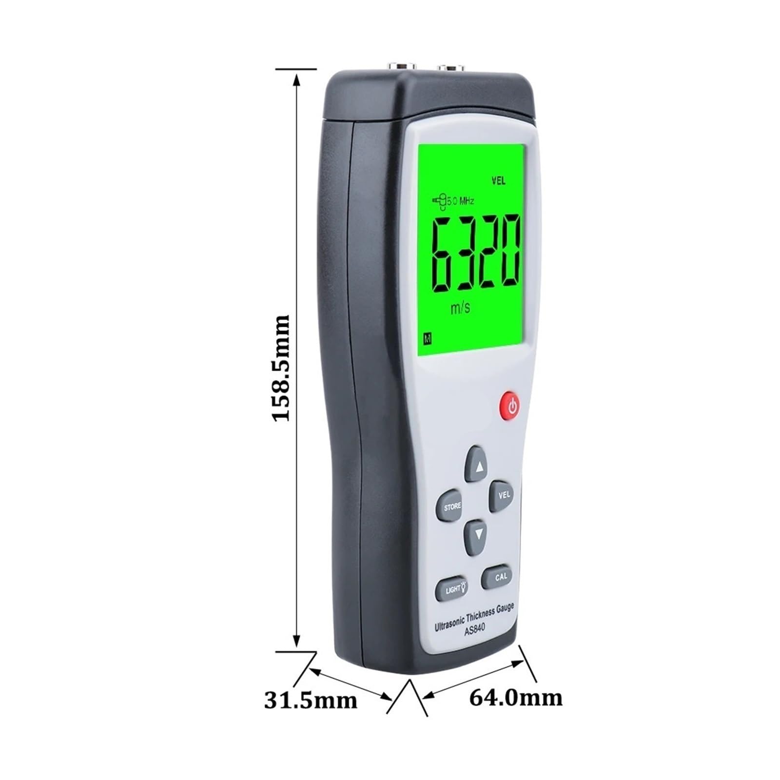 Miernik grubości lakieru, Cyfrowa ultra grubości prędkość dźwięku Miernik Metalowy Tester głębokości 1.2-225 mm Smart Sensor AS840 z wyświetlaczem LCD Przenośny miernik głębokości lakieru