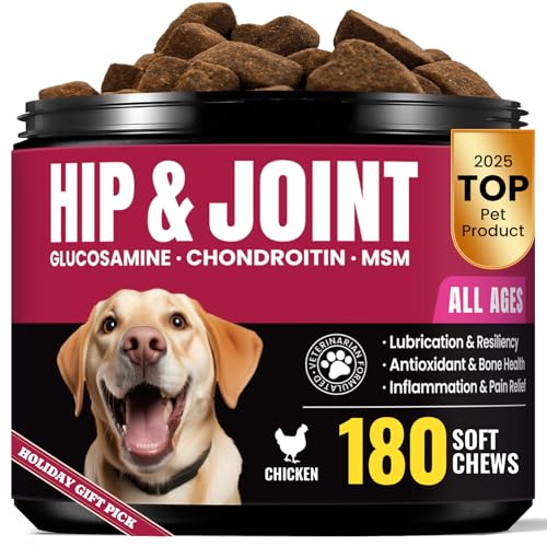 Glucosamine for Dogs Hip and Joint Supplement Chews, Chondroitin Joint Care for Dogs, Joints Chews for Dog, Dog Supplement for Pain Relief - 60-Day Satisfaction Guarantee -181 Ct