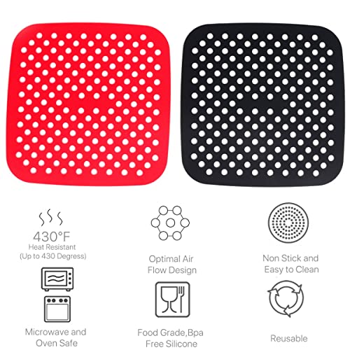 image for Beaute Air Fryer Mat, 2 Pack Air Fryer Liners Food Grade Reusable Sili