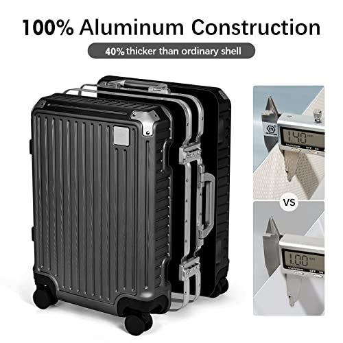Figestin Carry On Luggage Airline Approved, Aluminum Frame Hard Shell Suitcases With Wheels,100% Pc Lightweight, No Zipper Suitcase Tsa Approved, 20" Carry-On (Zipperless Luggage) #TOP2