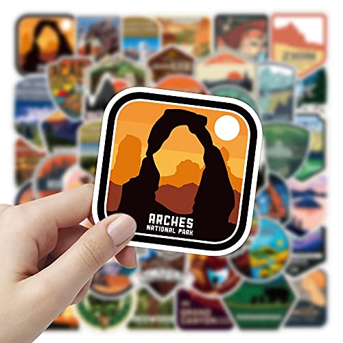 50Pcs National Park Stickers Pack Set，Waterproof Adventure Nature Stickers Travel Wilderness Decals Outdoor Hiking Camping Sticker For Laptop Water Bottle Car Luggage Bike Skateboard Phone Case Bumper #TOP2