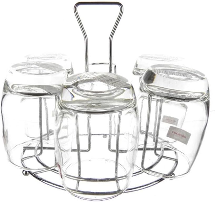 Luxshiny Stainless Steel Water Cup Holder Upside with Handle, Drain Rack