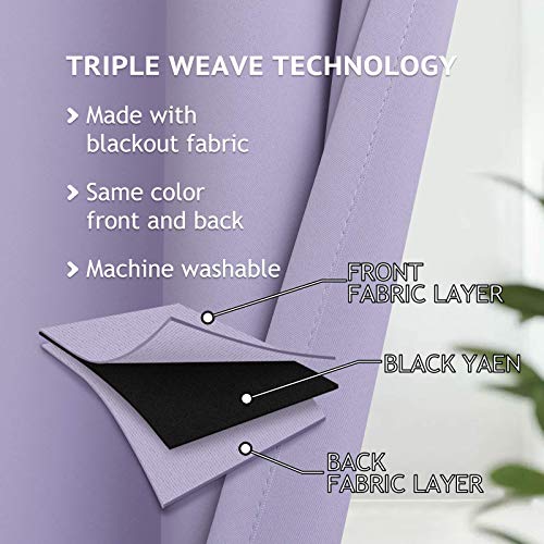 Image of COSVIYA Grommet Room Darkening Lilac Curtains 63 inch Length for Bedroom | Light Blocking Insulated Thermal Curtains for Living Room, Blackout Thick Polyester Window Drapes,38x63 inches, 2 Panels