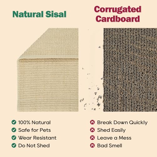 Zakkart Cat Sisal Scratching Bed Hammock, 2-in-1 Cat Scratcher & Lounging Bed, 100% Natural Sisal Mat, Solid Wood Frame, Cat Furniture Protector (Medium, Dark Stained) by Zakkart - Image 3
