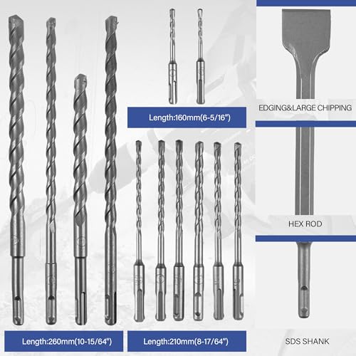Aimlentool RHD-17PC 17Pcs Sds Plus Rotary Hammer Drill Bits And Chisel Set thumb #1