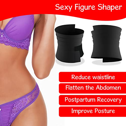 Waist Wrap For Stomach - Waist Trainer For Women - Tummy Shaper Wrap - Workout Waist Trimmer Belt Wrap - Plus Size Black, 236X3.9In #TOP1