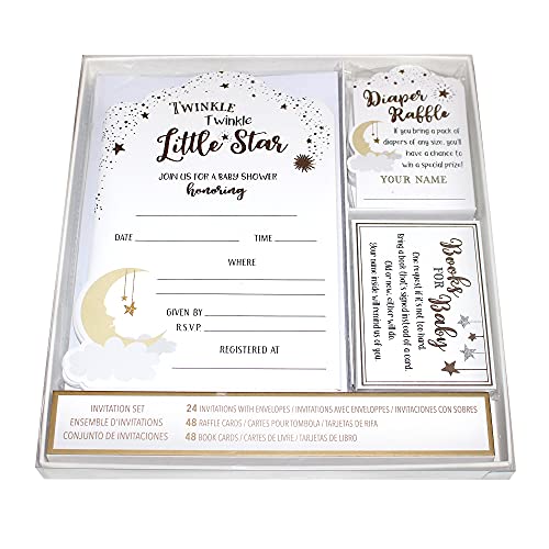 Lillian Rose Twinkle Little Star Theme Baby Shower Invitation Set, White #TOP2