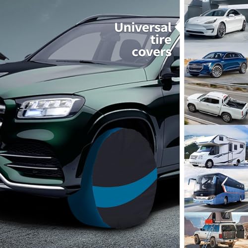 JURMON Tire Covers 4 Pack,Tough Tire Wheel Protector for Jeep, Camper, SUV, Travel Trailer,RV, Truck,Universal Outdoor Waterproof Anti-UV Snow Sun Rain Tire Covers Set Fits Tire Diameters 33-35 Inches by JURMON - Used condition - Image 5