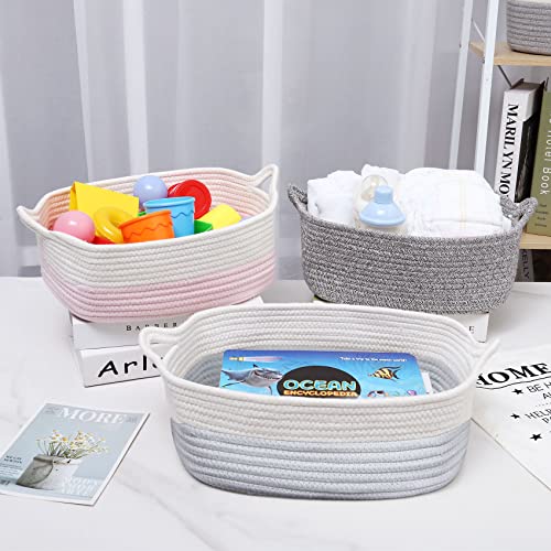 Abenkle Rope Storage Basket, Cotton Woven Dog Cat Toy Bin, Cube Basket With Handle, Decorative Shelves Closet Organizing For Nursery, Empty Gift Basket Easter Baskets #TOP4