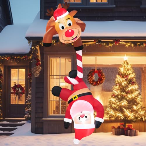 Danxilu 2,1m Decoration Noel Exterieur Gonflable Rennes Tirant Le Père Noël