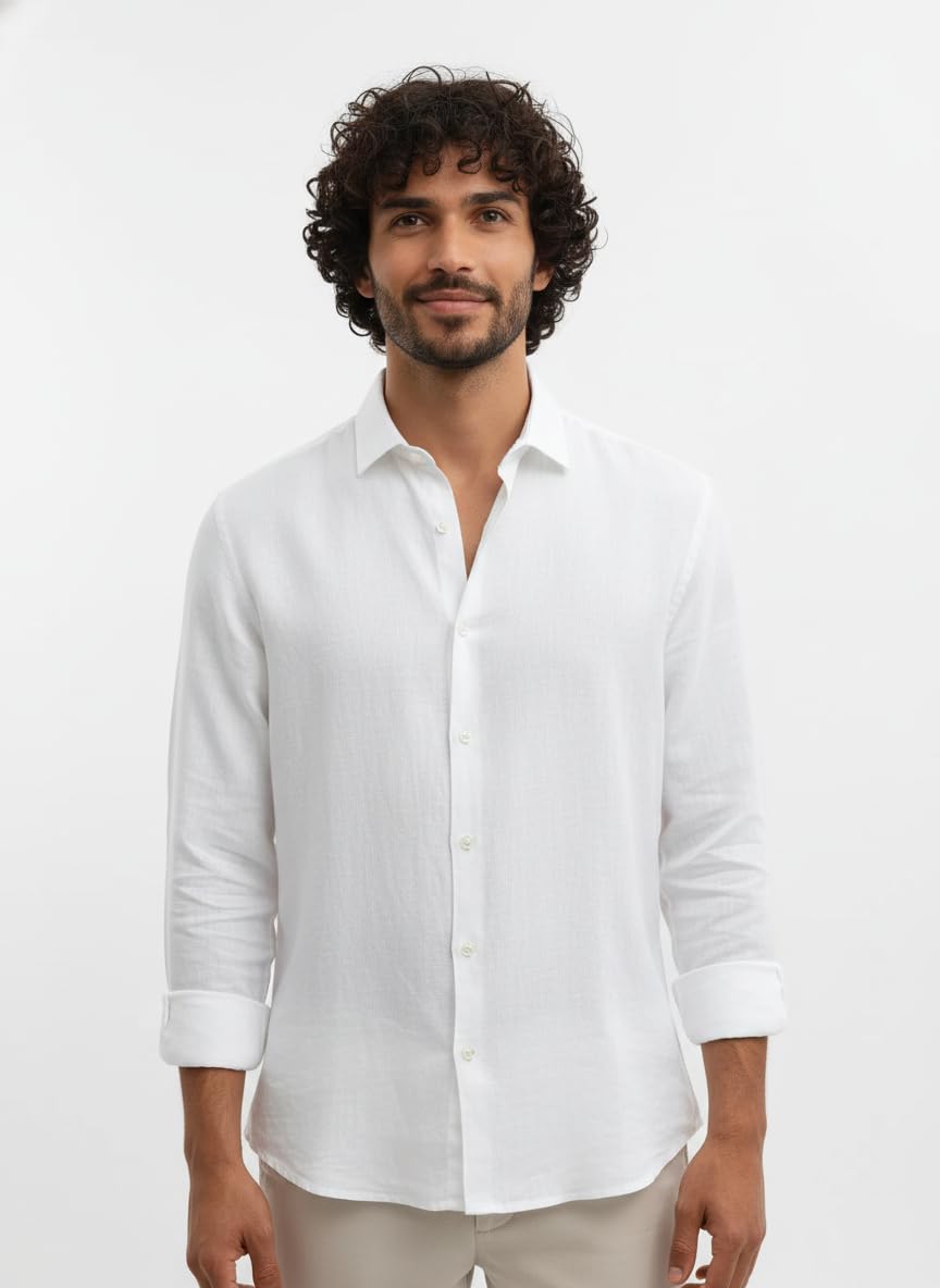 Men's Solid Linen Cotton Shirt | Casual | Plain | Full Sleeve | Summer-Regular Fit|Men Stylish Shirt | Men Formal Shirt-image-49