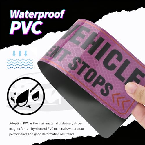 Image of 2PCS Reflective Delivery Driver Magnet for Car,Eye-catching Frequent Stops Car Magnet as Delivery Driver Accessories, Waterproof Deliveries Magnetic Cars Sign Cars Accessories (Pink)