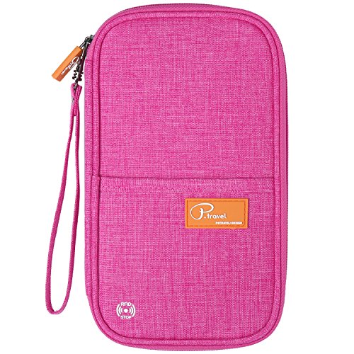 ManKn Travel Wallet Family Passport Holder RFID Blocking Document Organizer Case with Removable Hand Strap for Men Women, Flight Ticket Credit ID Cards Cash Pouch Money Bag