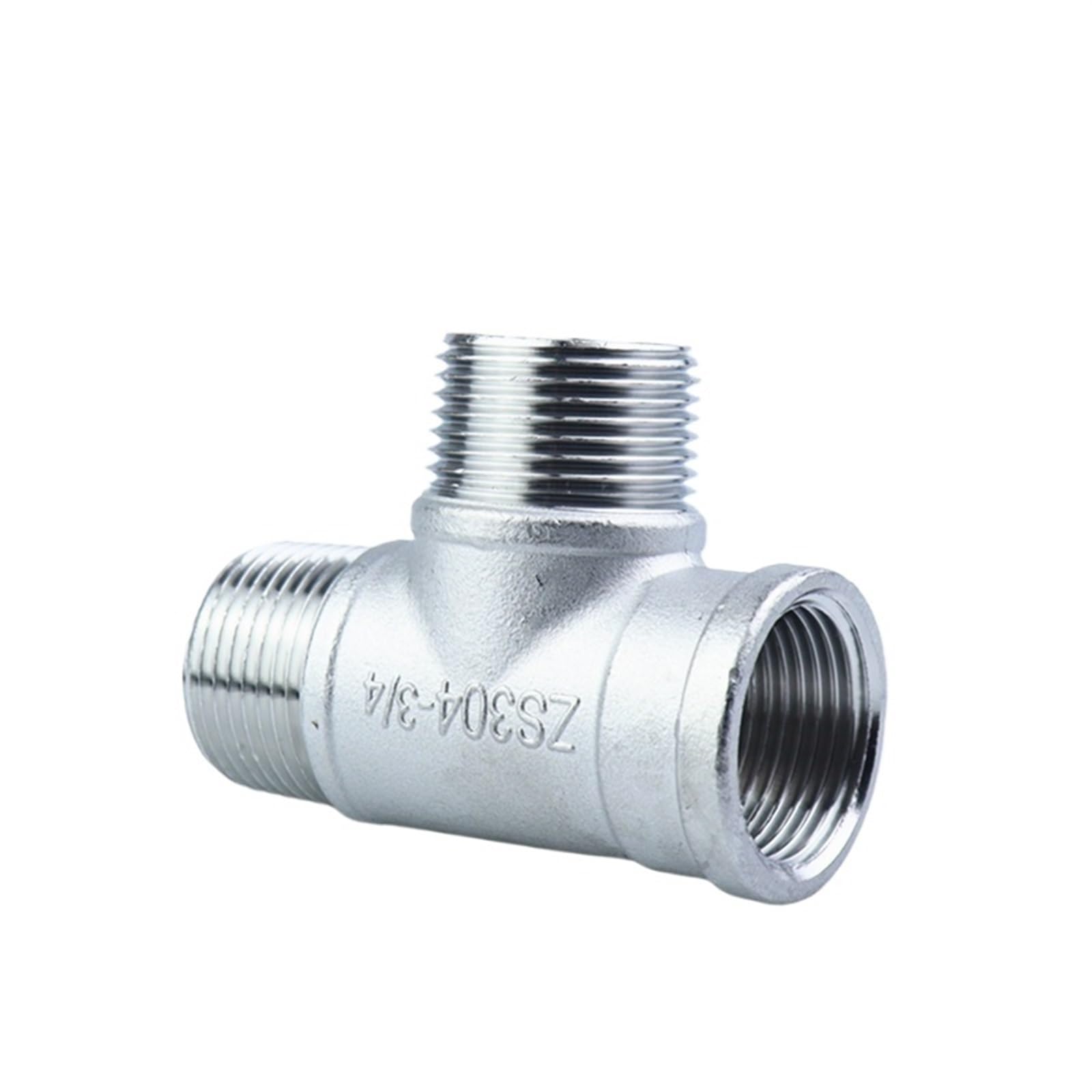 Conector en T de 3 vías Accesorio de tubería en T 3 vías con Rosca Macho + + Hembra 1/4", 3/8", 1/2", 3/4", 1", 1-1/4", 1-1/2" BSP Acero Inoxidable(1-1/4")