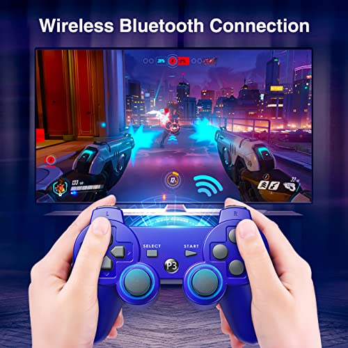 Powerextra Ps-3 Wireless Controller For Play-Station 3 With High Performance Upgraded Joystick Rechargeable Battery Double Shock For Ps-3 (Blue) #TOP5