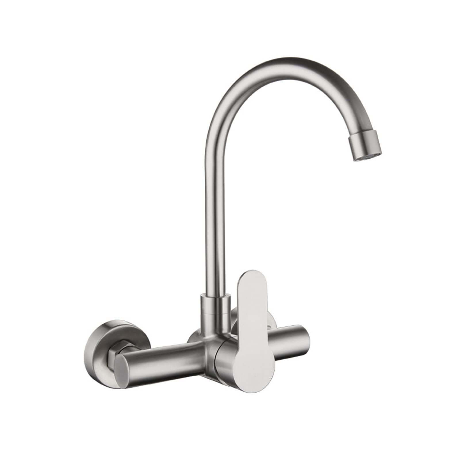 Grifo de lavabo en acero inoxidable de pared con diseño duradero de doble orificio