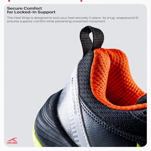 Image of Hundred Hyper Spike Badminton Shoes | Indoor Court Footwear | Active Grip Non-Marking Sole | X-Cushion Midsole | Support Plate Stability | Professional Performance (Black /Orange /Lime /Blue)