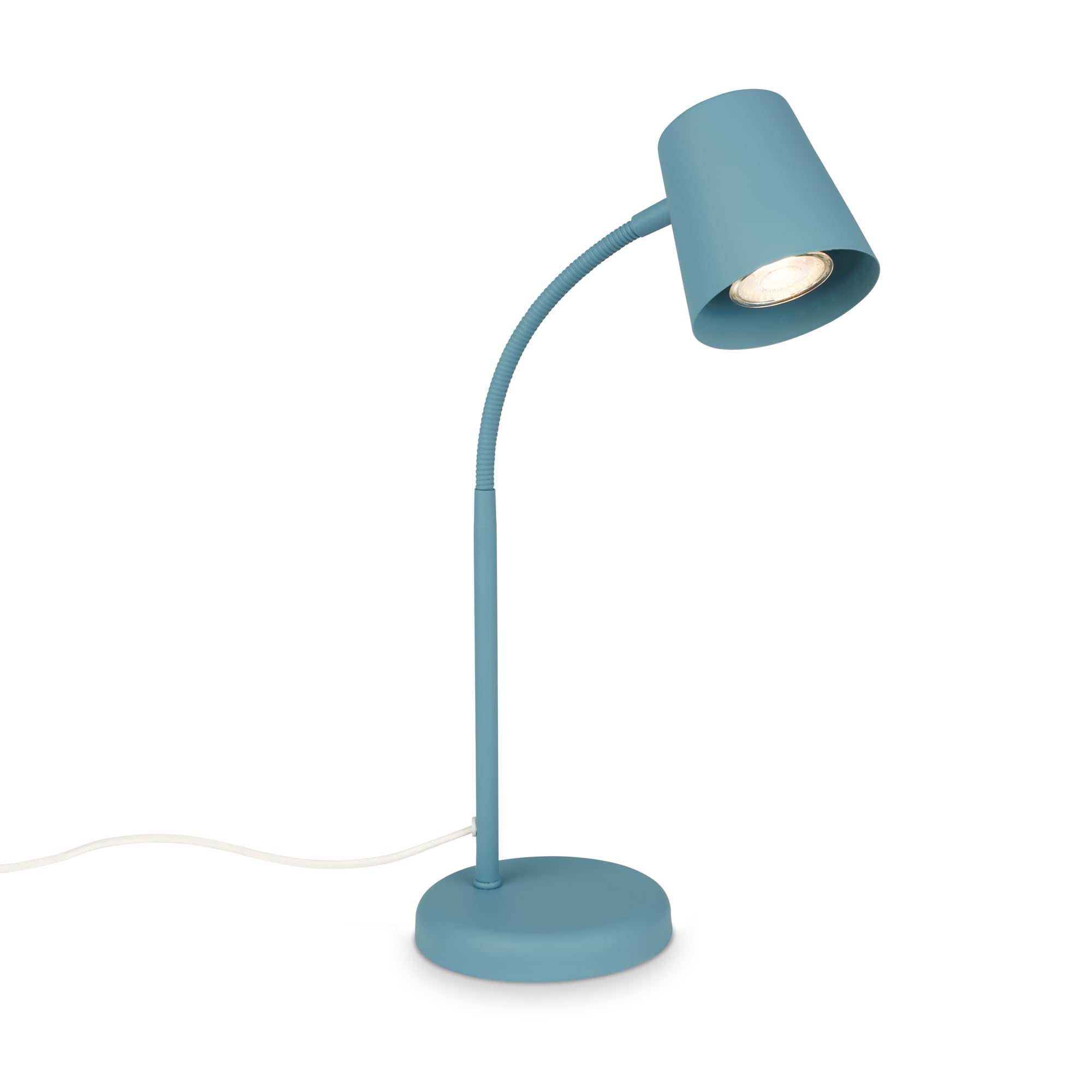 BRILONER - Lampada da comodino, lampada da scrivania orientabile, lampada da tavolo GU10 per ufficio con interruttore a cavo, lampada da lettura, 9W, 130x385mm (DxA), metallo, blu