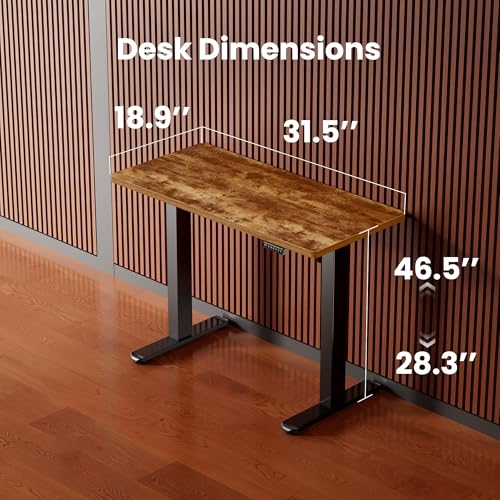 Image of ErGear Height Adjustable Electric Standing Desk, 32 x 19 Inches Sit Stand up Desk, Memory Computer Home Office Desk, Vintage Brown