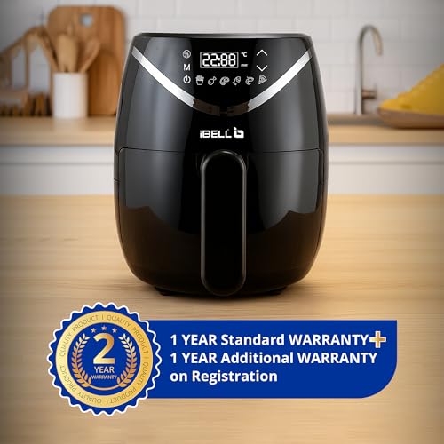Image of IBELL 3.2L Oil-Free Digital Air Fryer, 800W Healthy Cooking Air Fryer with Smart Touch Panel, LED Display, Adjustable Temperature, Timer & Preset Programs, Black