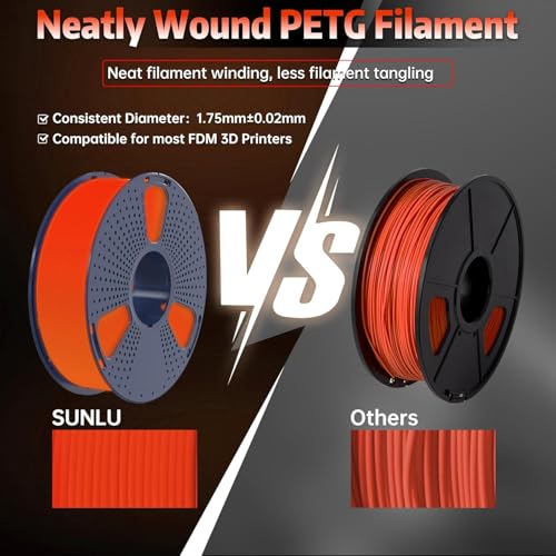 Image of SUNLU PETG Glow in The Dark Filament, Luminous 3D Printer Filament 1.75mm, High Brightness and High Impact Strength Glows Filament, Dimensional Accuracy + /- 0.02mm, 1kg Spool. (Red PETG, Glow Red)