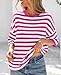 PRETTYGARDEN Womens Spring Summer Tops Fashion Striped Short Sleeve Sweater Crew Neck Lightweight Knit Oversized Shirts 2025 (Striped Rose Red, S)