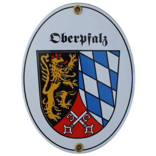 Oberpfalz Emaille Schild 11,5 x 15 cm Emailschild Oval.