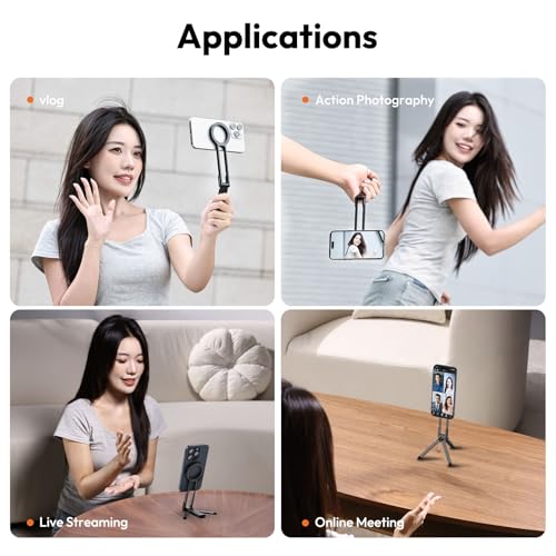 Image of ULANZI MA30 Magnetic Phone Tripod Stand for iPhone-Aluminium Maglock Smartphone Mini Tripod Pocket Cell Phone Stand Strong Magnet Quick Mount Compatible with iPhone 17 16 15 14 13 12 Series, Dark Gray