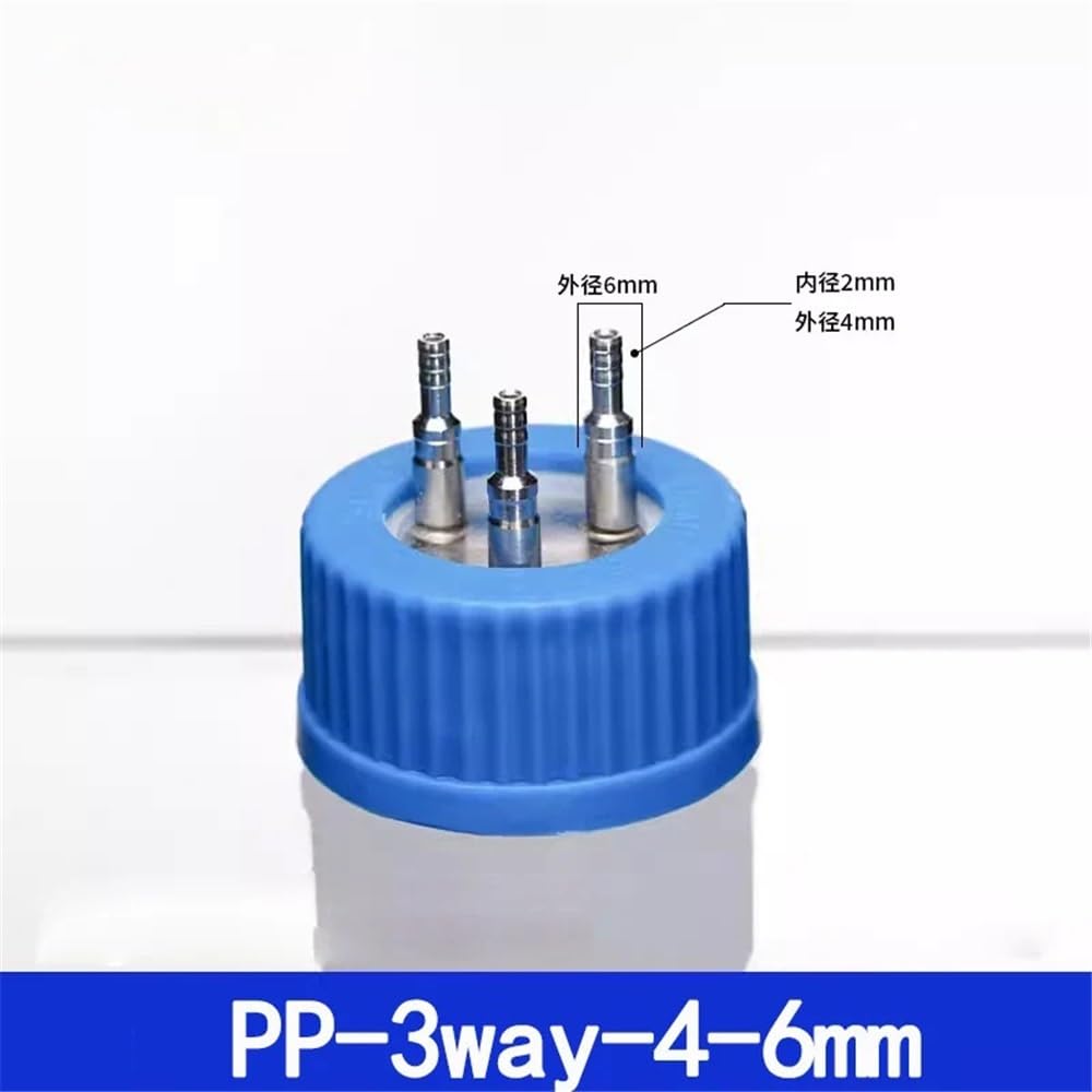 Instrumentos y Equipos de Laboratorio Botella de reactivo con tapa azul, de seda transparente GL45, con boca de rosca, de acero inoxidable for laboratorio.(PP-4way-4-6mm)