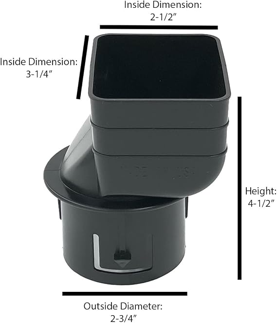 2x3-3 (Black) Plastic Universal Downspout to Drain Pipe Tile Adapter (3 pack)