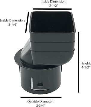 2x3-3 (Black) Plastic Universal Downspout to Drain Pipe Tile Adapter (3 pack)