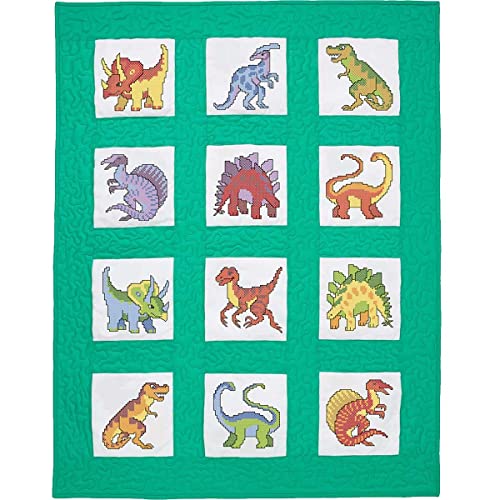Herrschners Jurassic Kid's Quilt Blocks Stamped Cross-Stitch