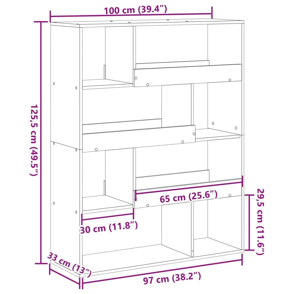 Raumteiler Weiß 100x33x125,5 cm Holzwerkstoff Küchenregal Aktenschrank Regale Vitrine für Büro Bibliothek Arbeitszimmer Schlafzimmer
