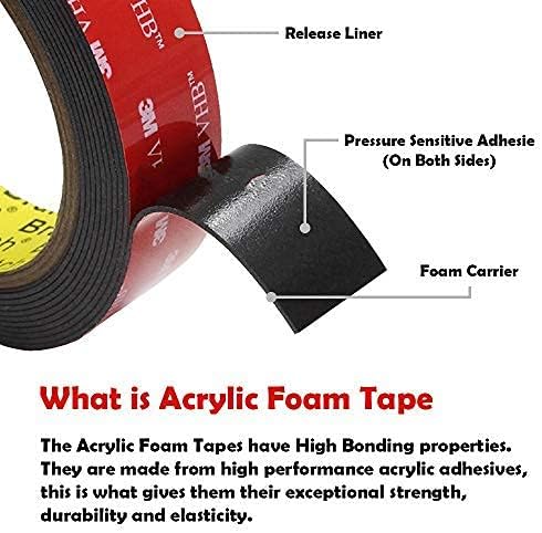 CANOPUS Double Sided Tape Heavy Duty 3M VHB Tape 5952 (19mm x 3m) Waterproof Mounting Tape, Number Plate Tape Heavy Duty Sticky Tape Strong for Home Decor, Indoor, Outdoor use, Black