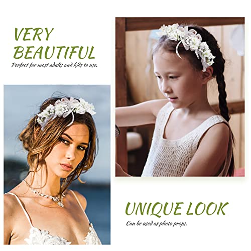 FOMIYES Flor Pérola Tiara Tiara Menina Pérola Tiara Casamento Menina Tiara Branca