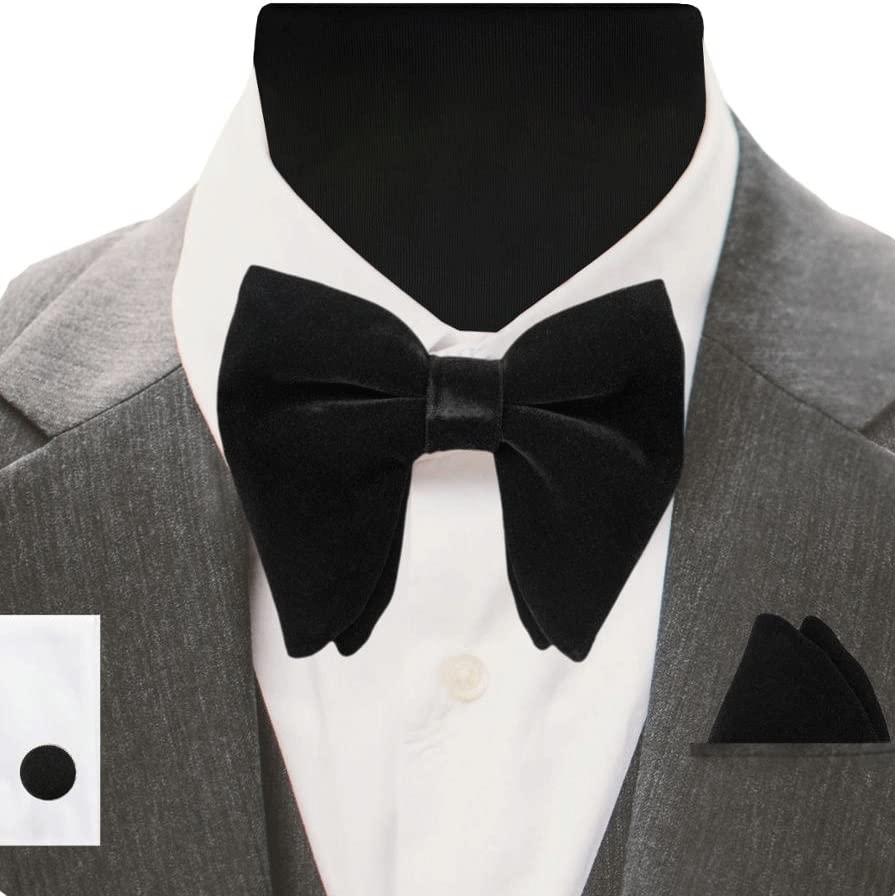 Set de Corbata de Moño, Pañuelo y Gemelos para Hombre miniatura 2